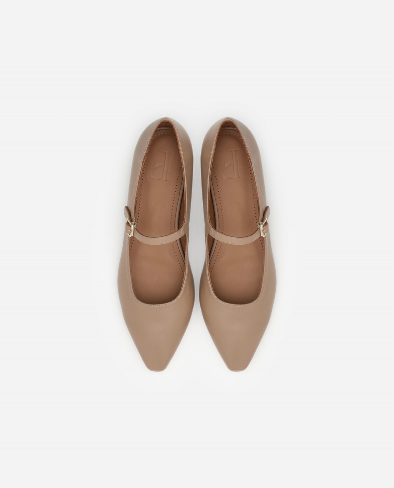 Flattered Camila Läder Ballerinas Skor Beige | SENEJ50099