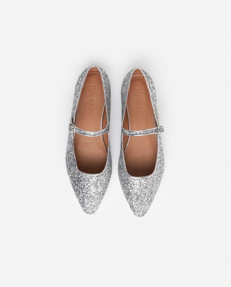 Flattered Camila Textil Ballerinas Skor Silver | ZSENQ21378