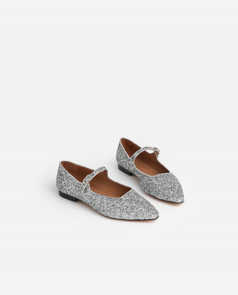 Flattered Camila Textil Ballerinas Skor Silver | ZSENQ21378