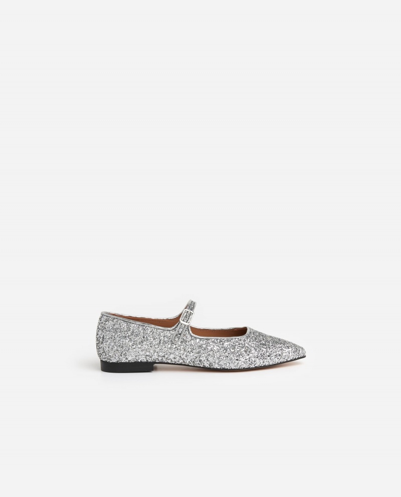 Flattered Camila Textil Ballerinas Skor Silver | ZSENQ21378