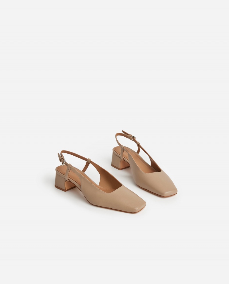 Flattered Elin Läder Höga Klackar Skor Beige | XSEGW74898