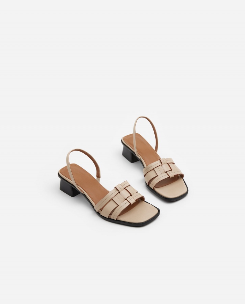 Flattered Freja Läder Höga Klackar Skor Beige | SEJBT32297