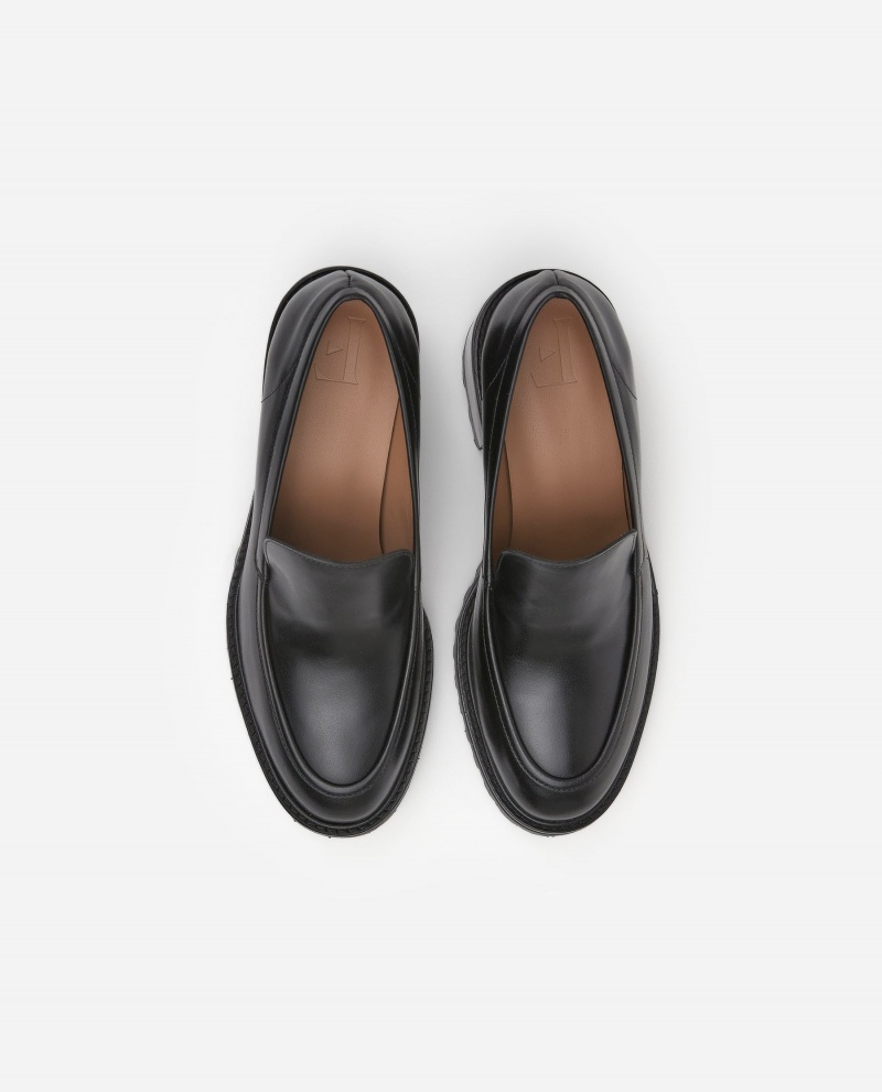 Flattered Saga Läder Loafers Skor Svarta | USETG26513