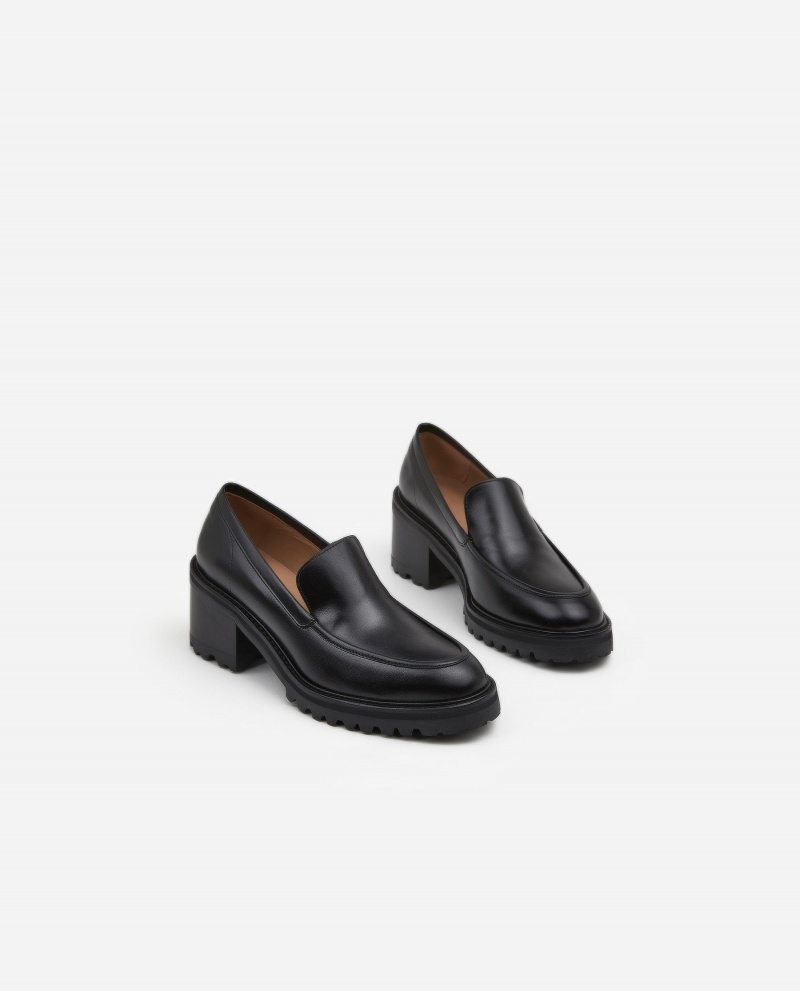 Flattered Saga Läder Loafers Skor Svarta | USETG26513