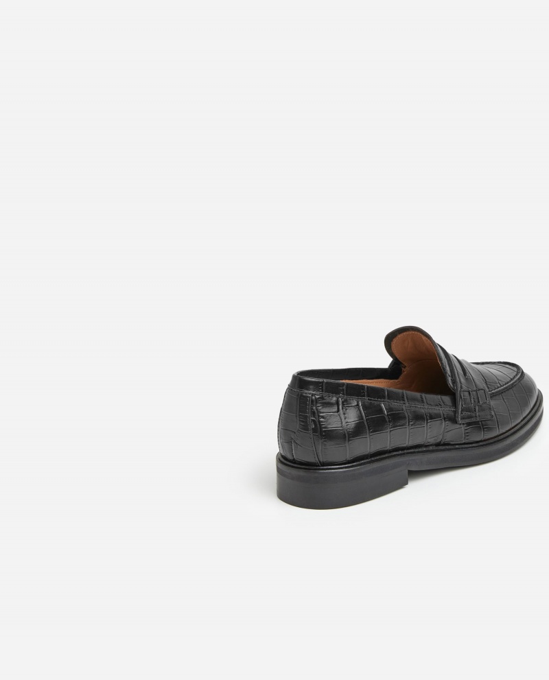 Flattered Sara Croco Läder Loafers Skor Svarta | DSEVO17702