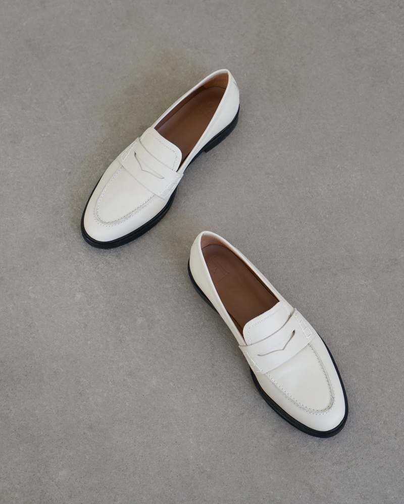 Flattered Sara Läder Loafers Skor Vita | QSEUV78037