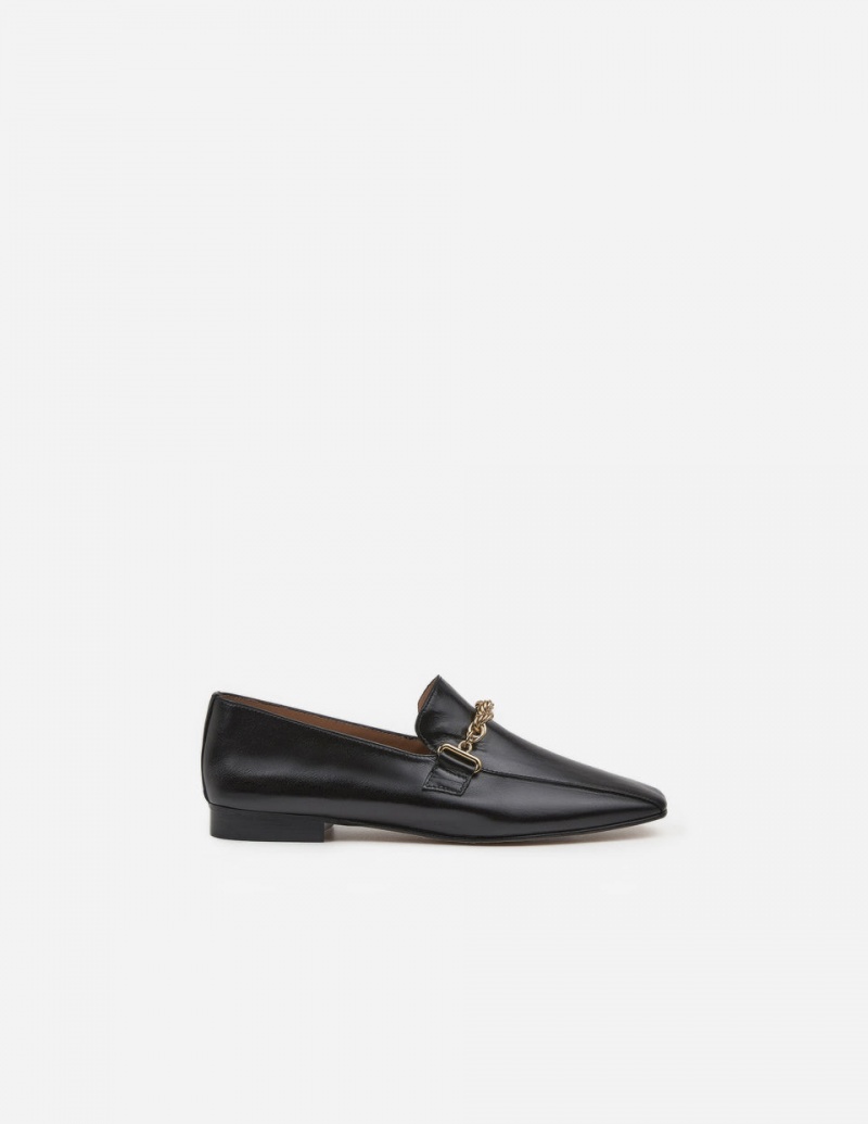 Flattered Vivo Läder Loafers Skor Svarta | USETG75755